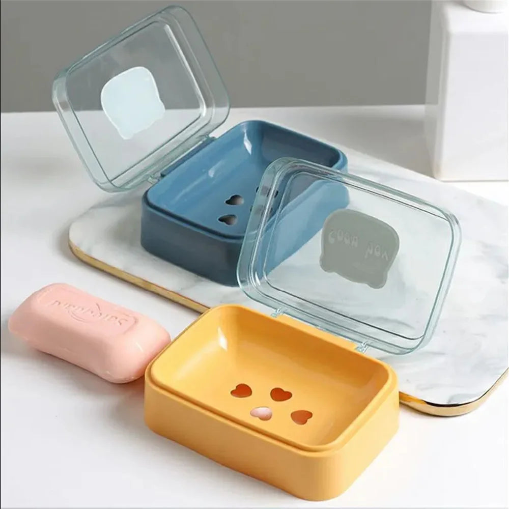Portable Soap Dish with Lid & Drain