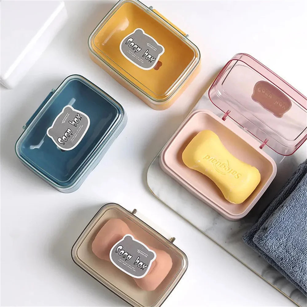 Portable Soap Dish with Lid & Drain