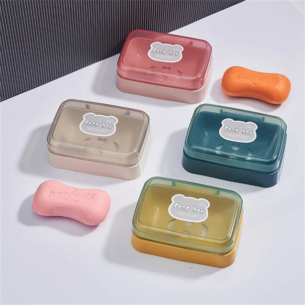 Portable Soap Dish with Lid & Drain
