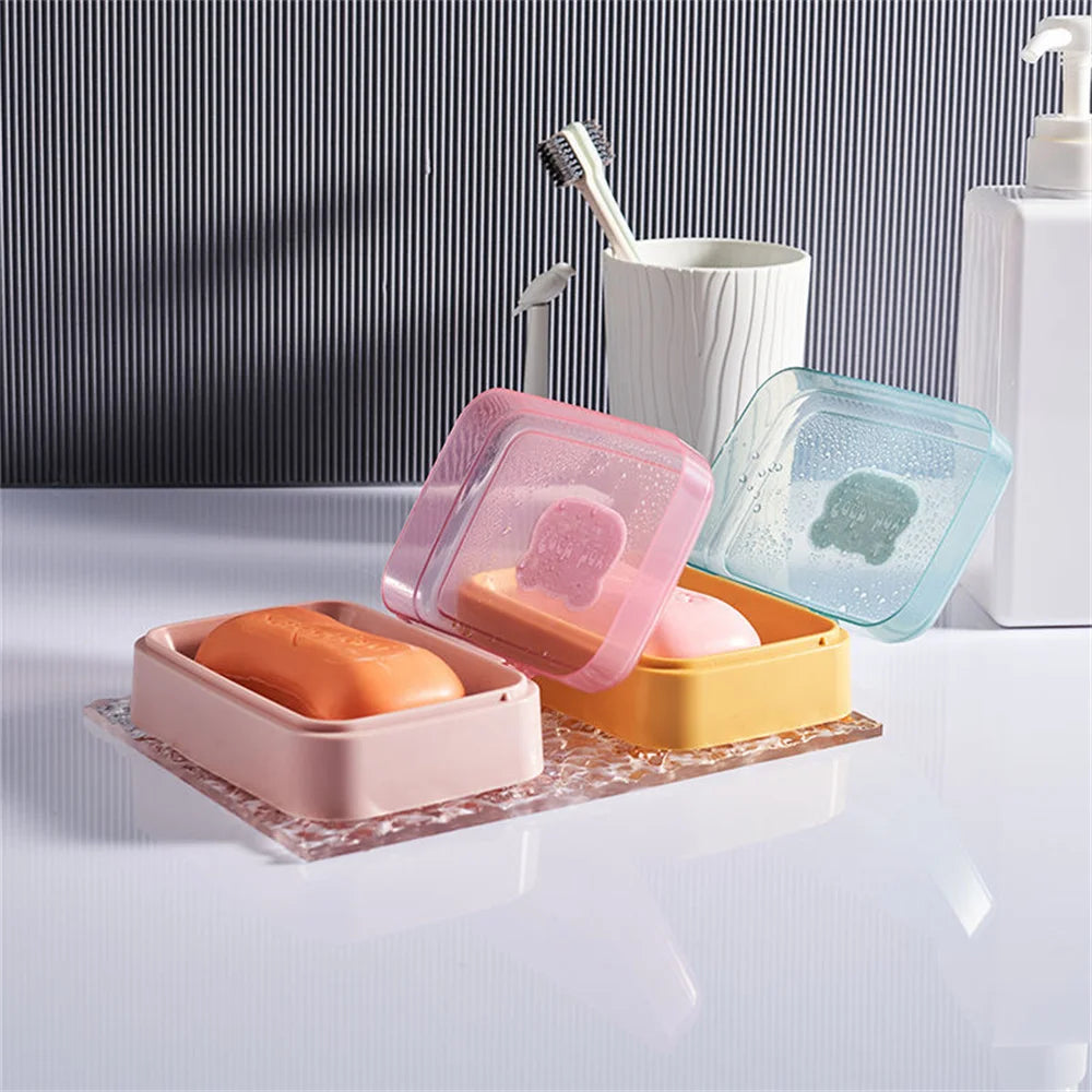 Portable Soap Dish with Lid & Drain