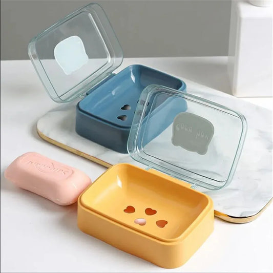 Portable Soap Dish with Lid & Drain