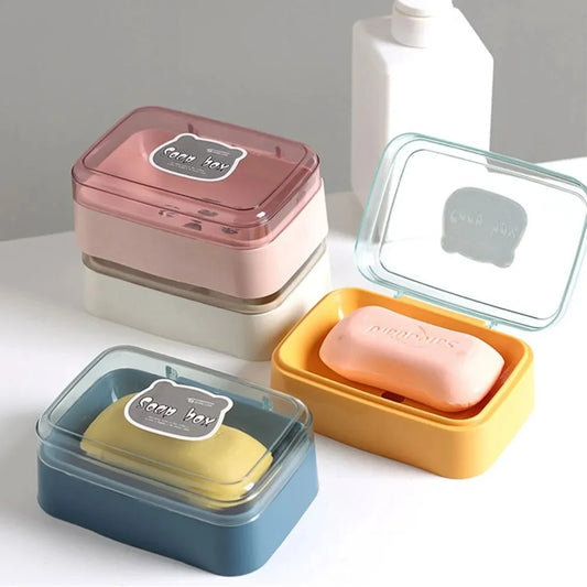 Portable Soap Dish with Lid & Drain